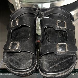 Black Sandals with Silver Buckles